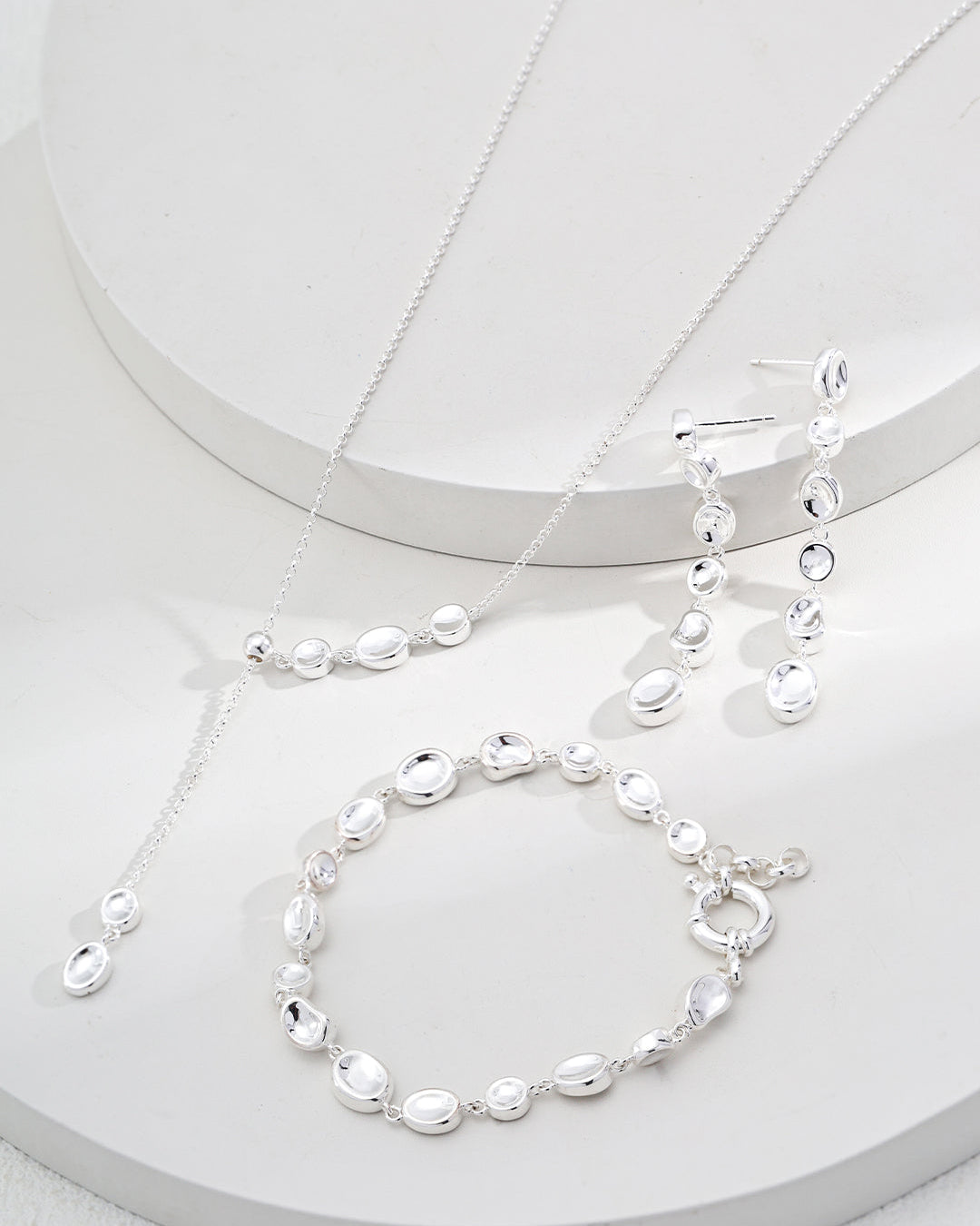 Silver bracelet on a white background